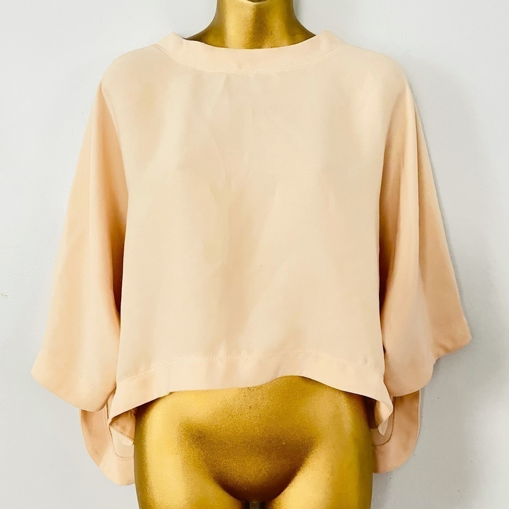 ZARA Blush Flowy Coquette Blouse – Soft Feminine Draped Top – Size Medium - Picture 2 of 5